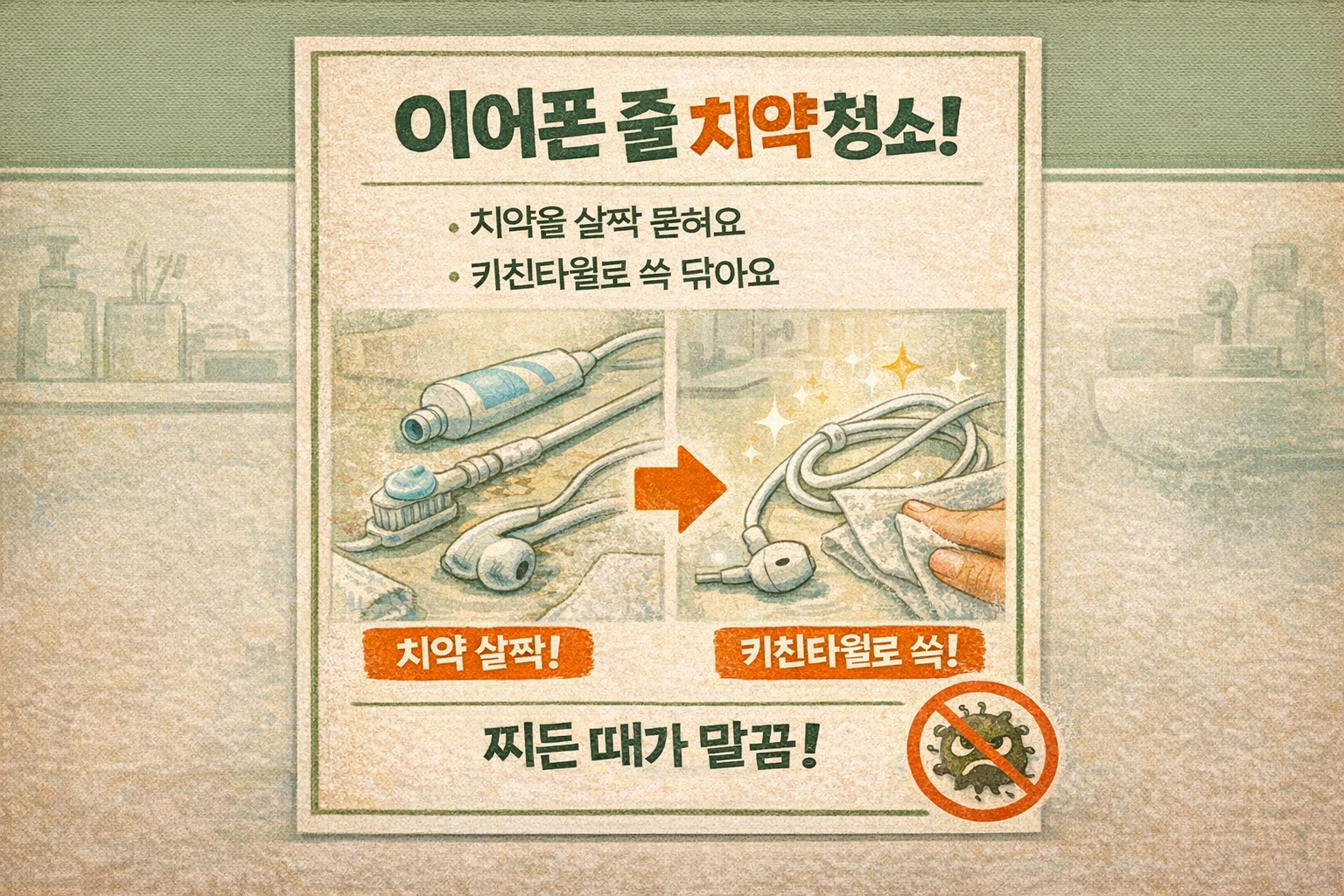 누렇게 찌든 이어폰·충전기 줄, 치약 한 번이면 하얘져요! 키친타월로 쓱 닦는 방법