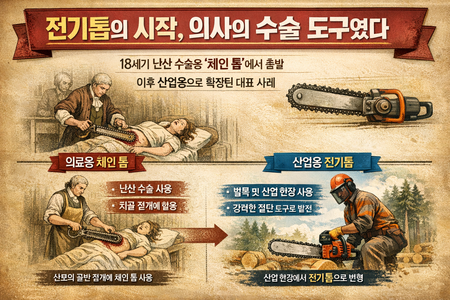 전기톱은 원래 출산 도구였다? 의사가 먼저 쓴 의료용 체인톱의 충격적 기원