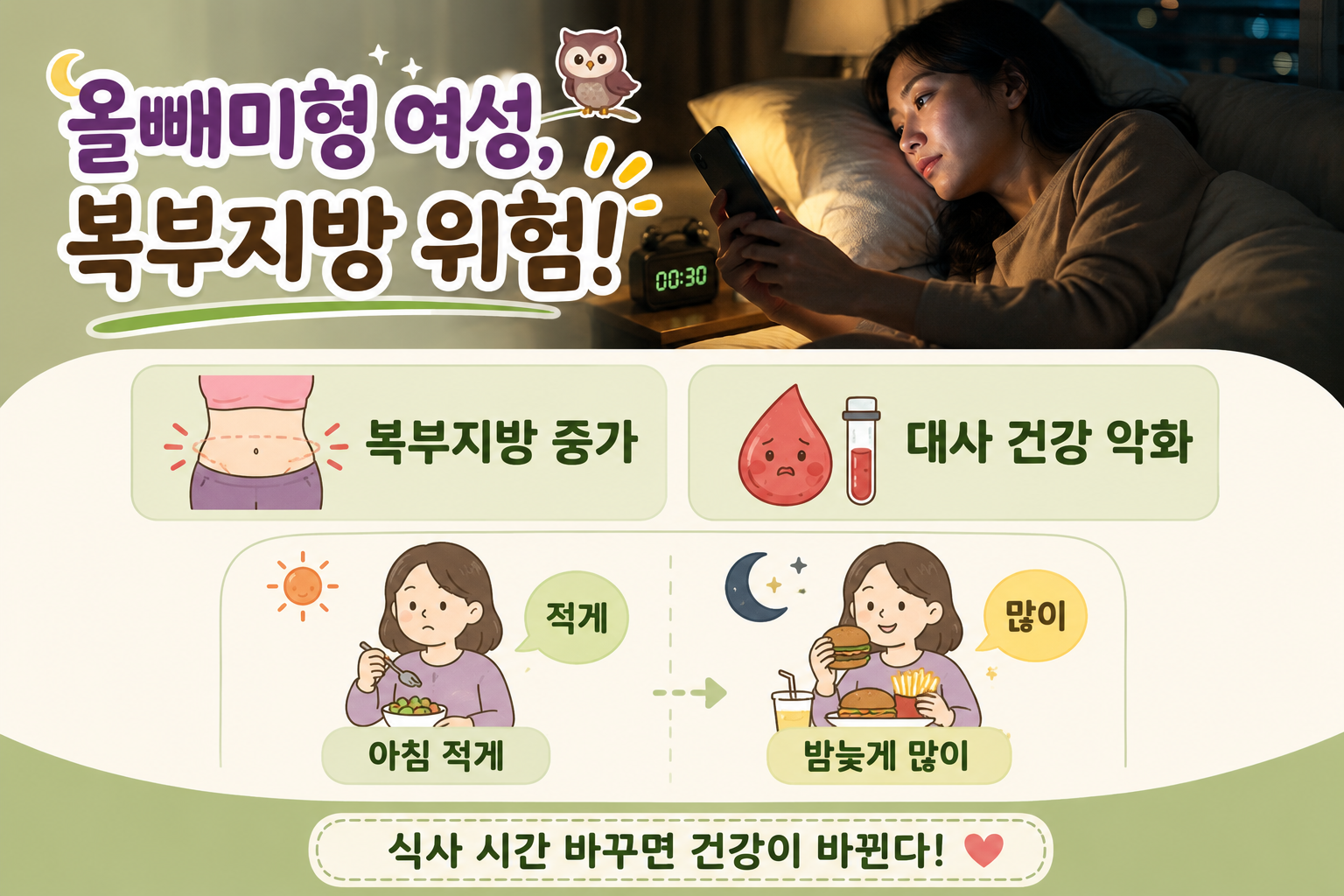 늦게 자는 여성, 뱃살 더 많았다…복부비만 부르는 밤 8시 이후 습관