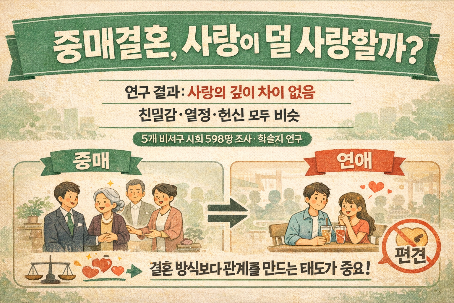 중매결혼 vs 연애결혼, 사랑의 깊이·행복 차이 없다는 연구 결과