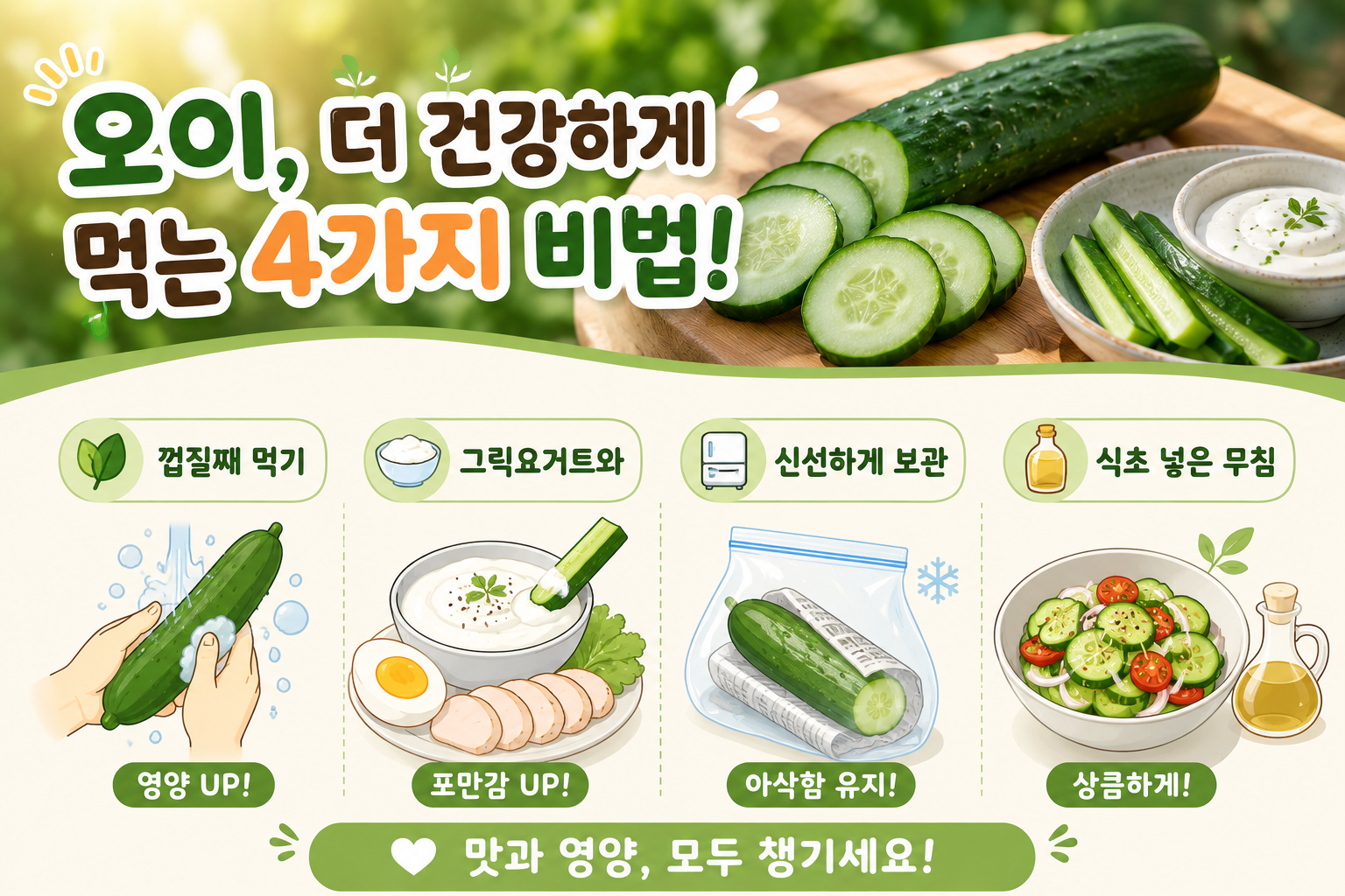 오이 그냥 생으로만 먹지 마세요, 영양·포만감 높이는 여름 섭취법 4가지