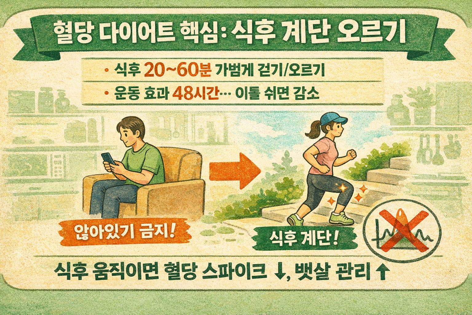혈당 스파이크 잡는 ‘식후 10분 계단 오르기’…밥·면 줄이면 뱃살도 빠진다