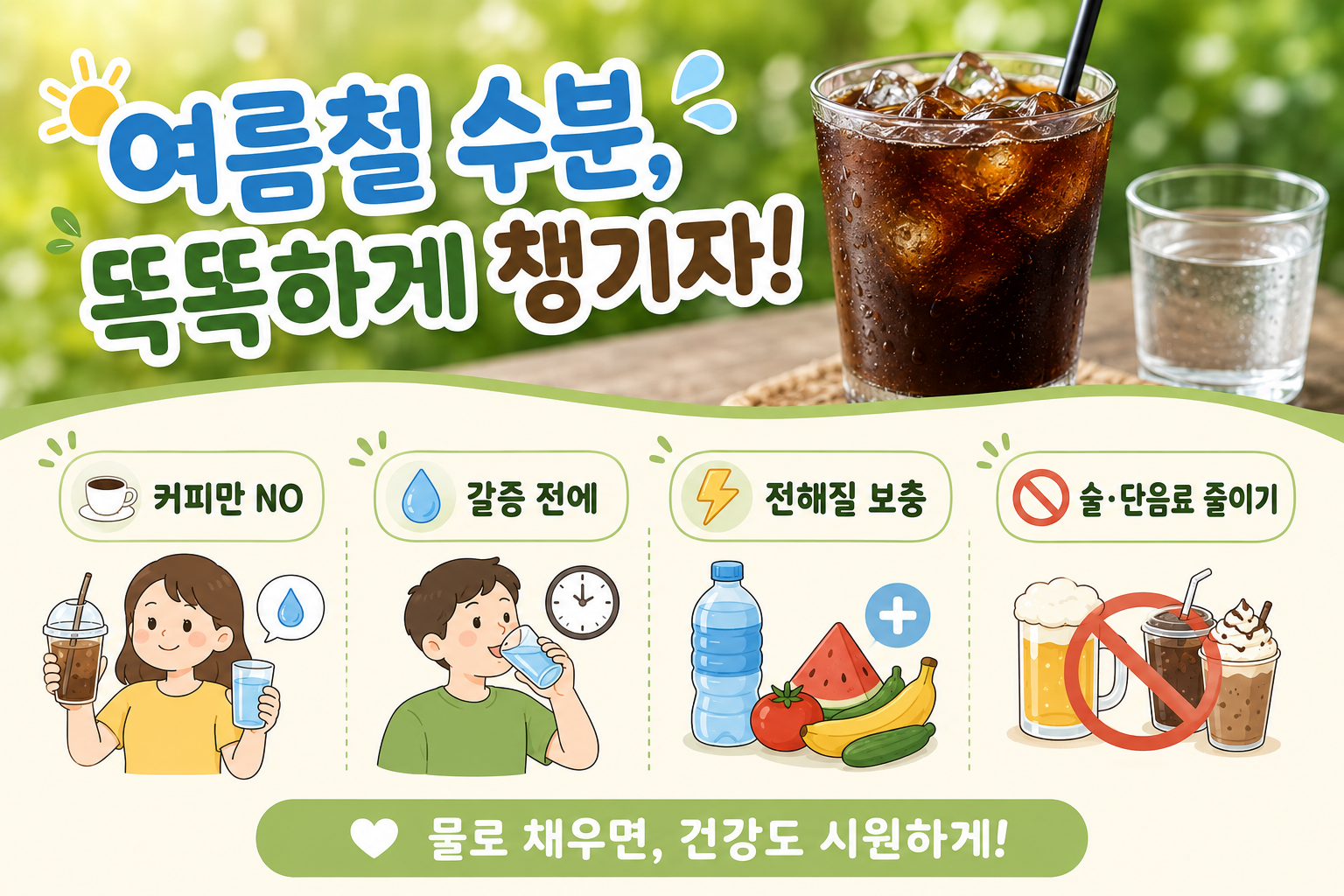 아이스커피 하루 몇 잔? 여름철 탈수 부르는 4가지 습관과 수분 보충법