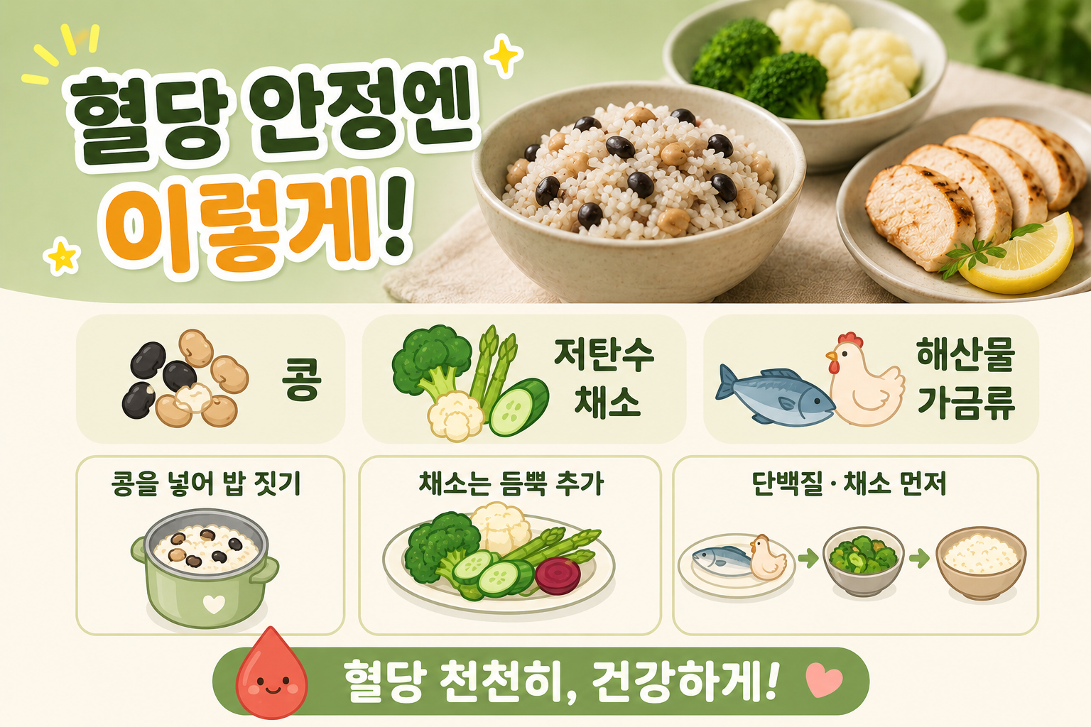 밥·국수 먹을 때 혈당 덜 오르게 하는 음식 3가지