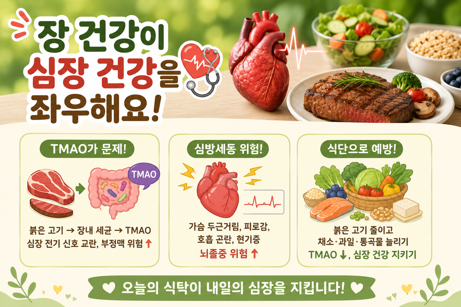 붉은 고기 자주 먹는다면 주의…장내세균 TMAO, 심방세동 위험 1.7배 연관