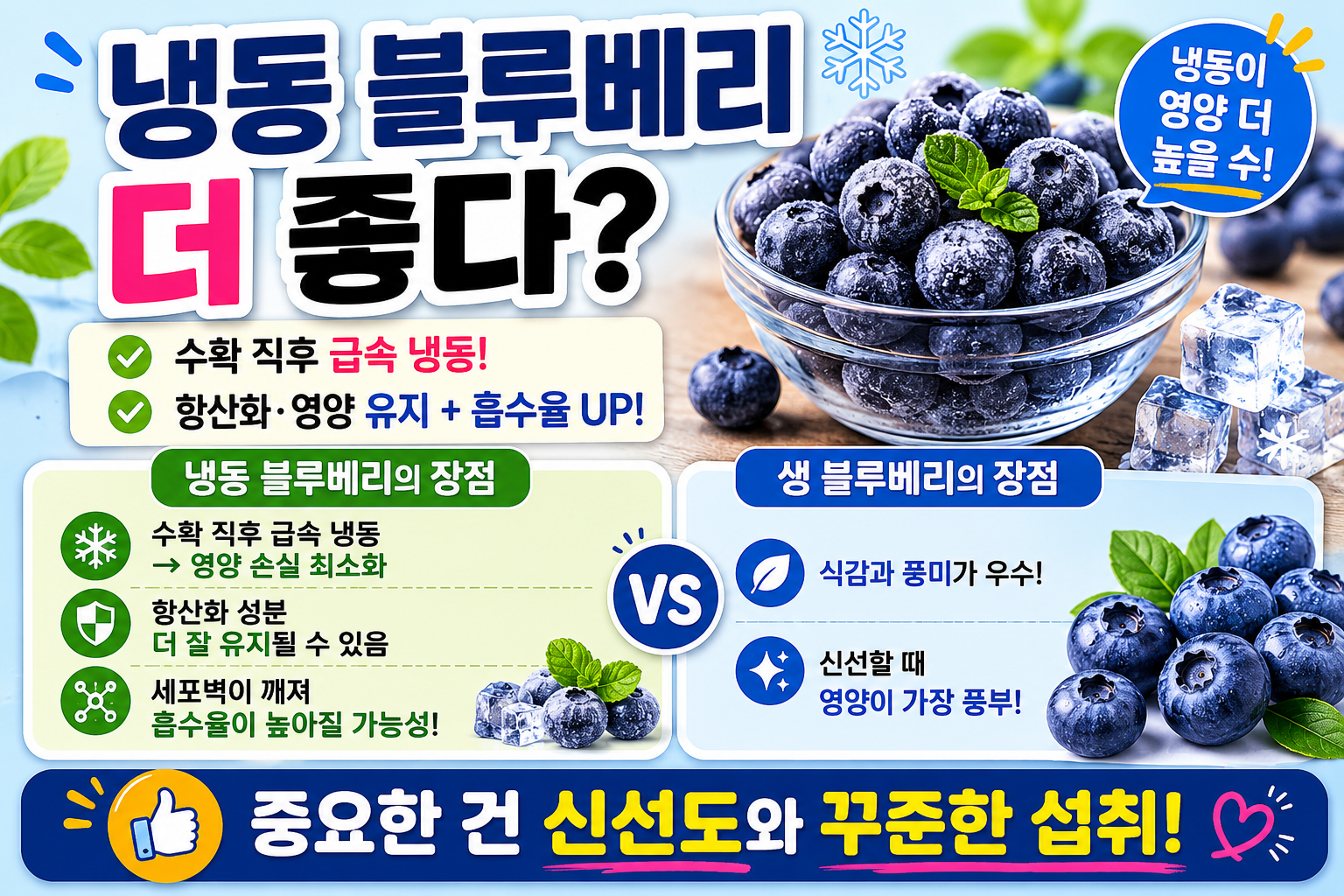냉동 블루베리가 더 좋다? 생과보다 영양 지키는 뜻밖의 이유