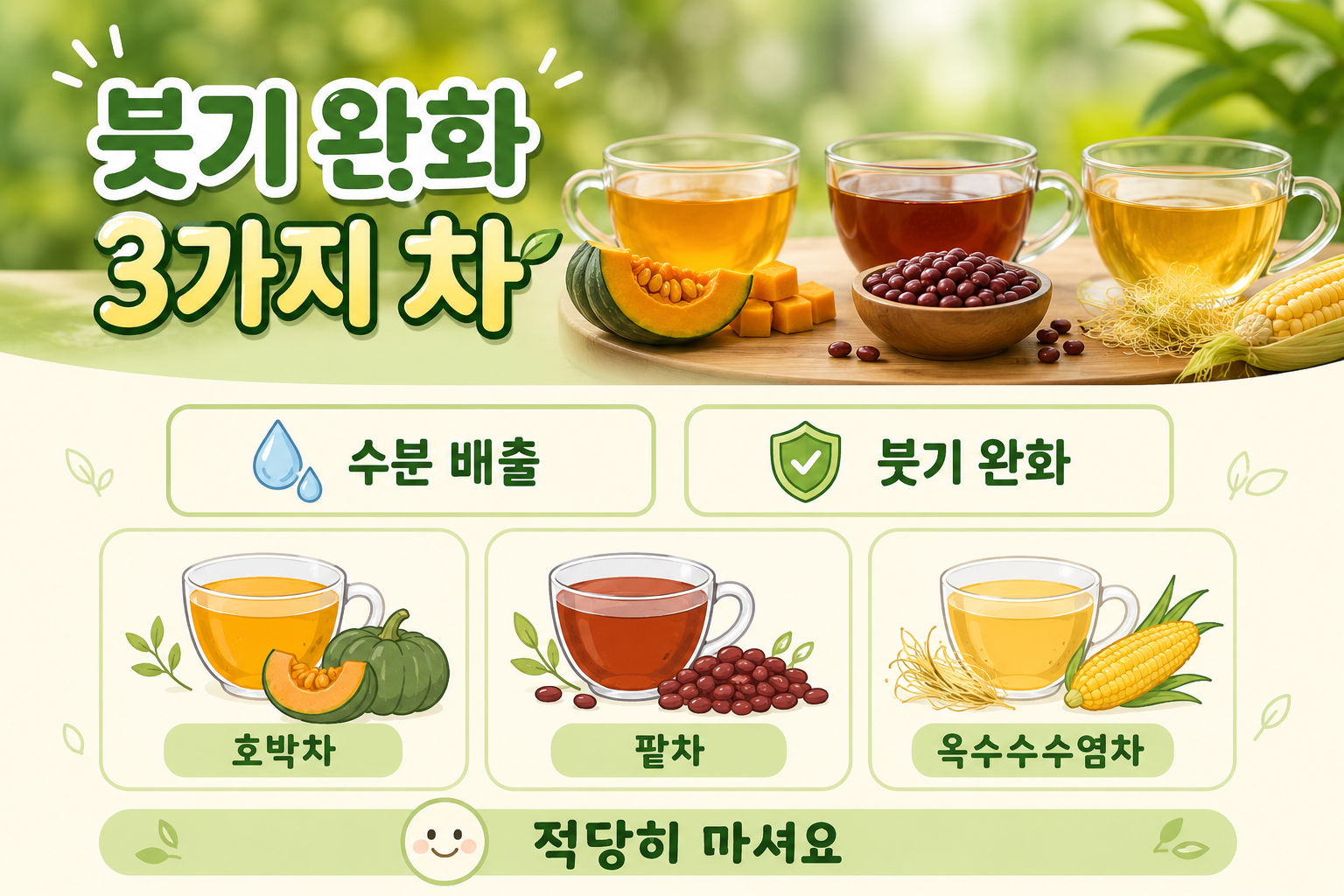 아침마다 퉁퉁 붓는다면? 붓기 완화에 도움 되는 차 3가지와 주의점