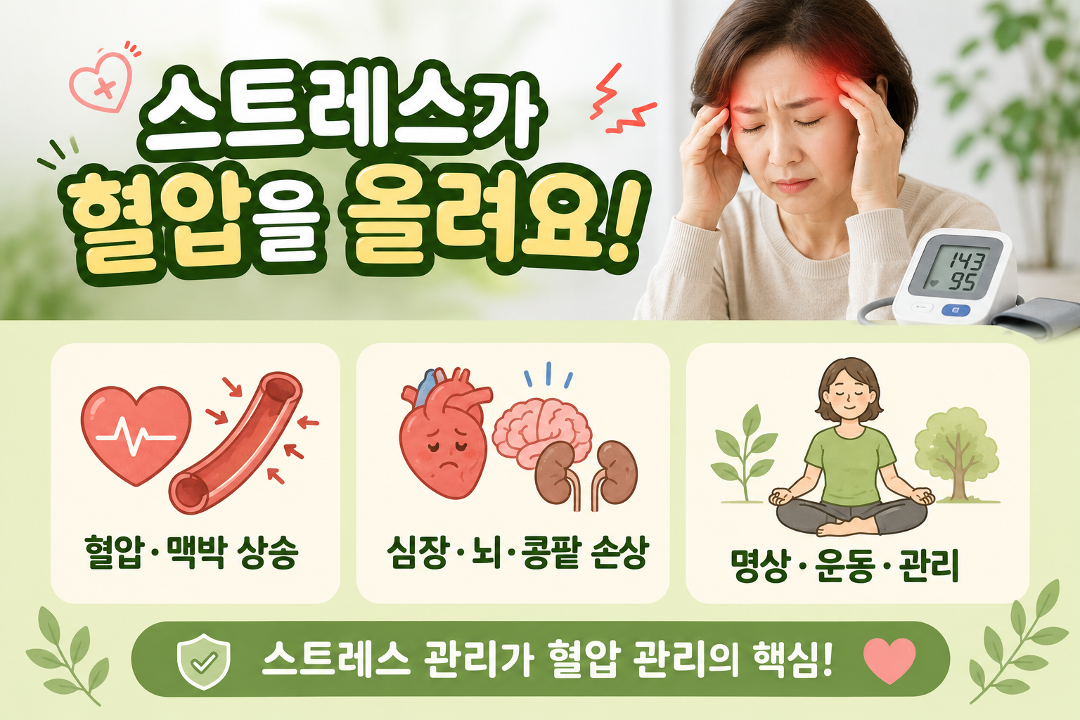 스트레스 받으면 혈압이 오른다? 고혈압 위험과 낮추는 관리법