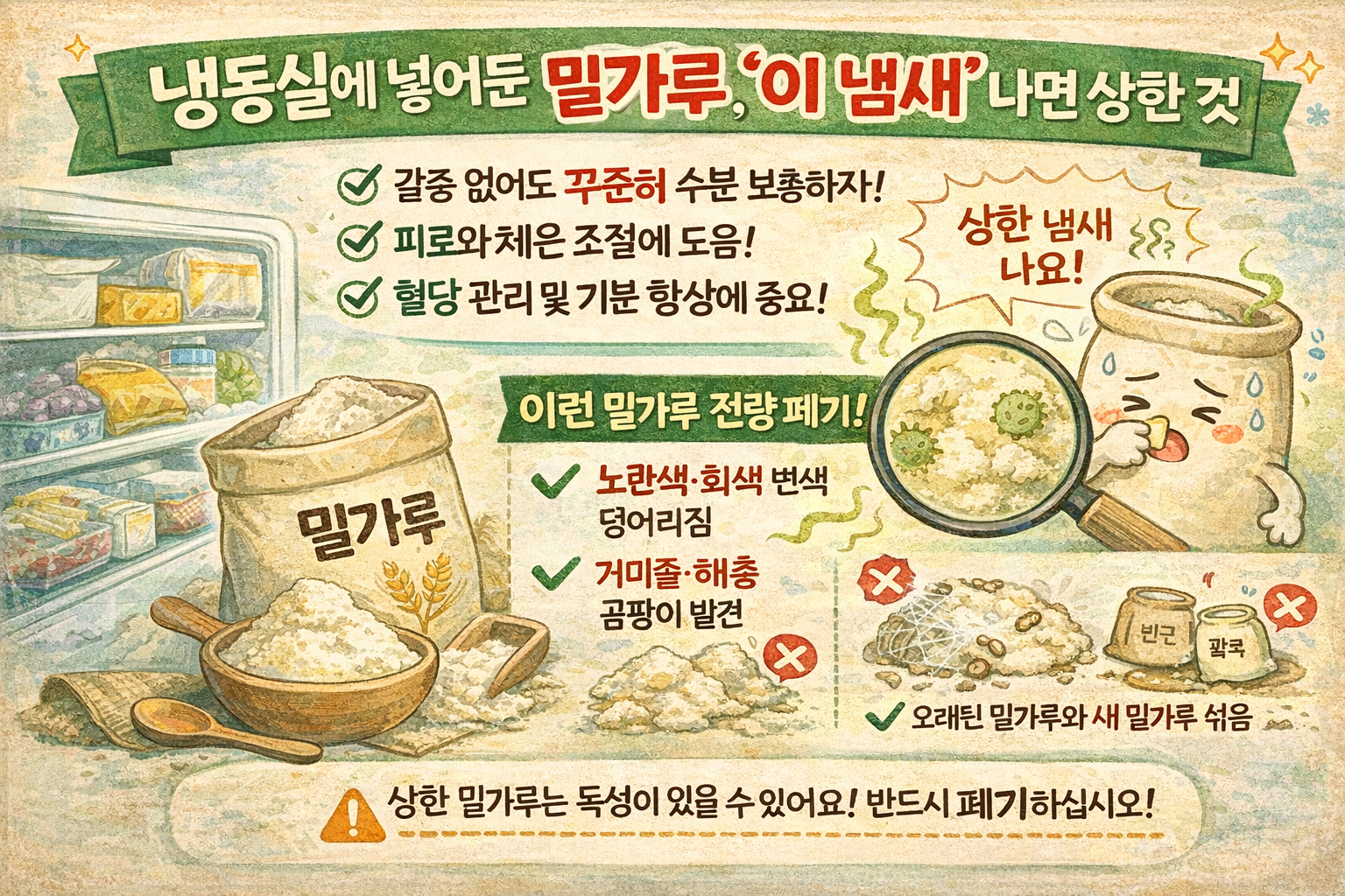 냉동실에 넣어둔 밀가루, ‘이 냄새’ 나면 버리세요! 상한 밀가루 구별법