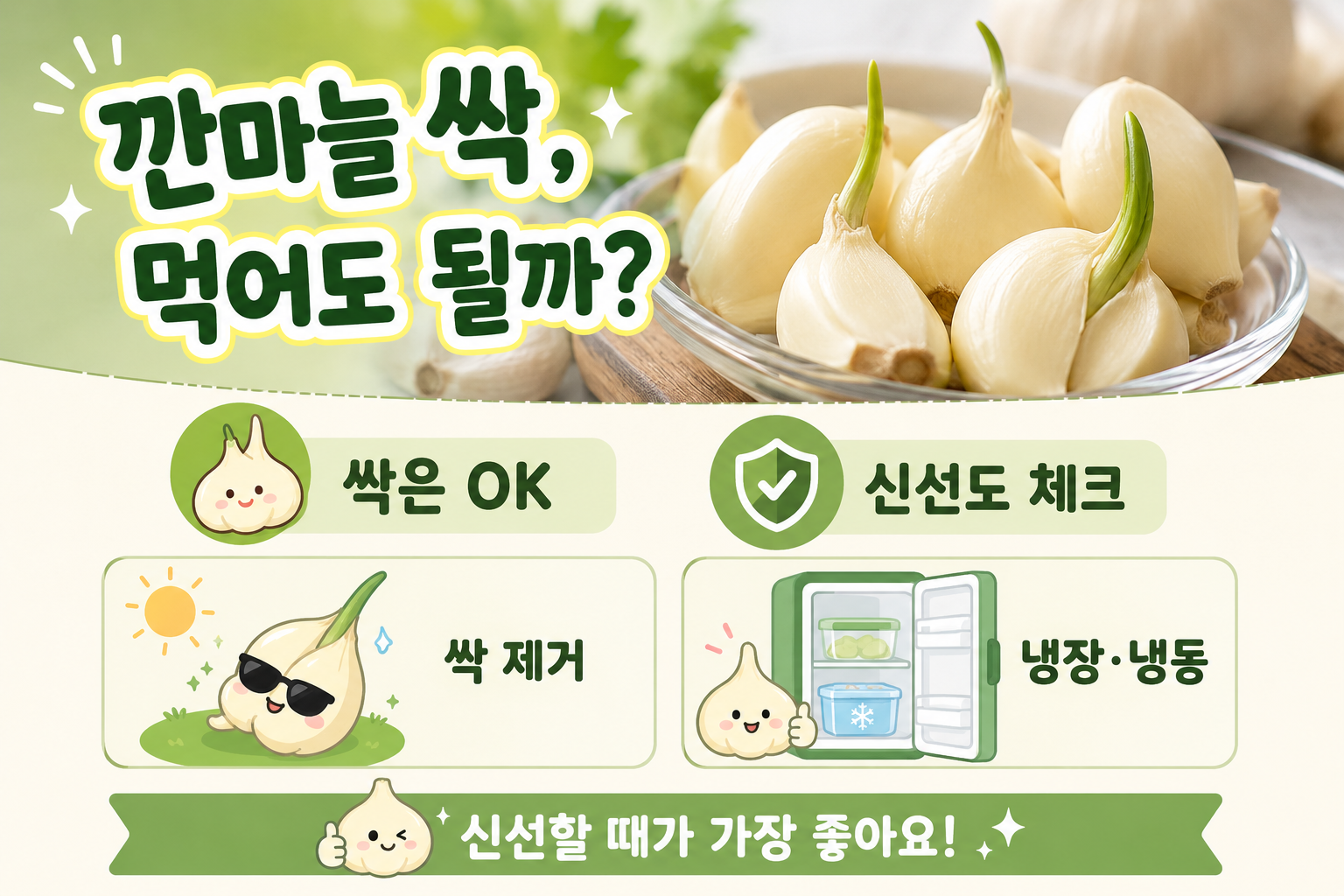 깐마늘에 싹이 났는데 먹어도 될까, 감자 싹과 다른 진짜 이유깐마늘 싹 먹어도 되는지 판단하는 법