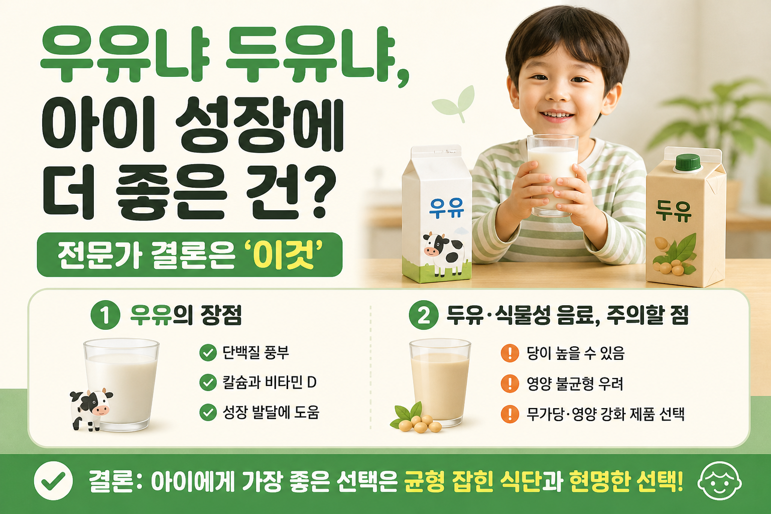 우유냐 두유냐, 아이 성장엔 뭐가 더 좋을까…전문가가 말한 선택 기준은 ‘무가당·영양강화’
