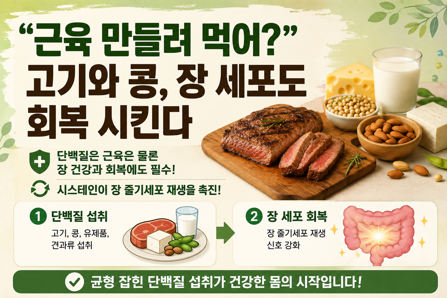근육만 키우는 단백질? 고기·콩 속 시스테인이 장세포 회복을 돕는다