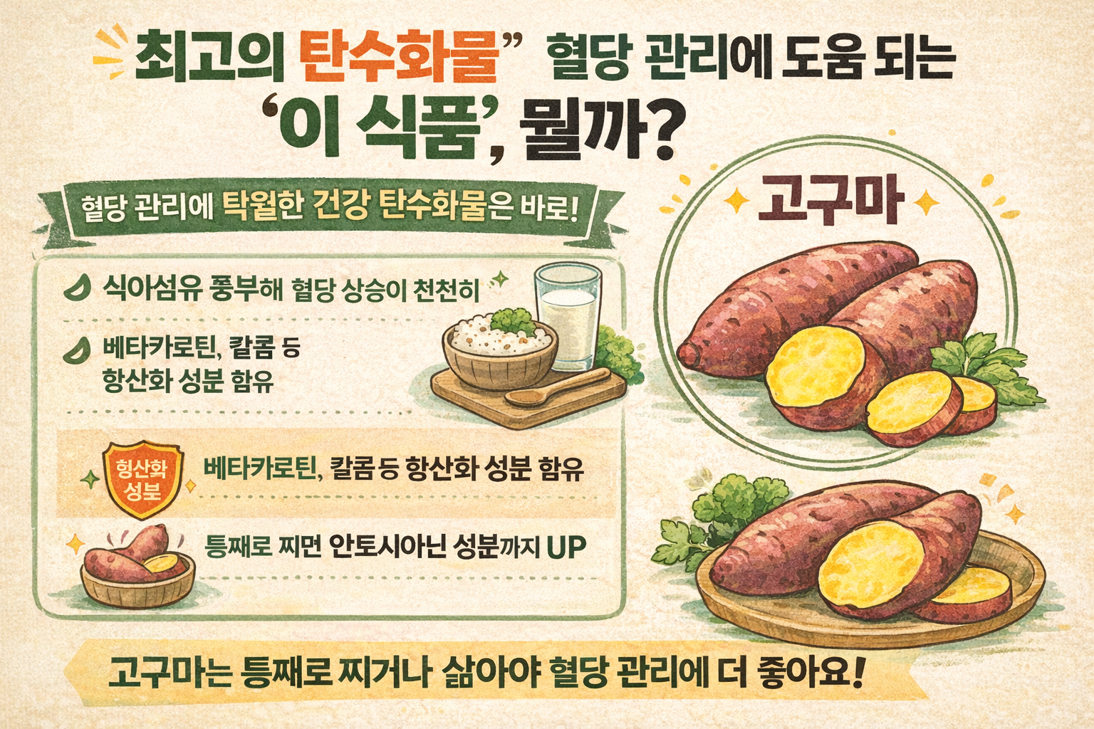 혈당 관리에 좋은 탄수화물, 고구마가 최고의 선택인 이유