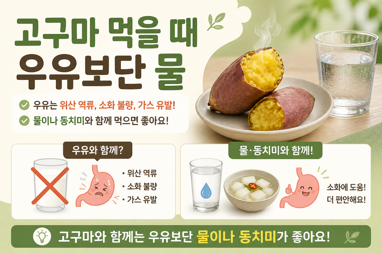고구마 먹을 때 우유보다 물이 좋은 이유, 위산 역류·가스 줄이는 섭취법