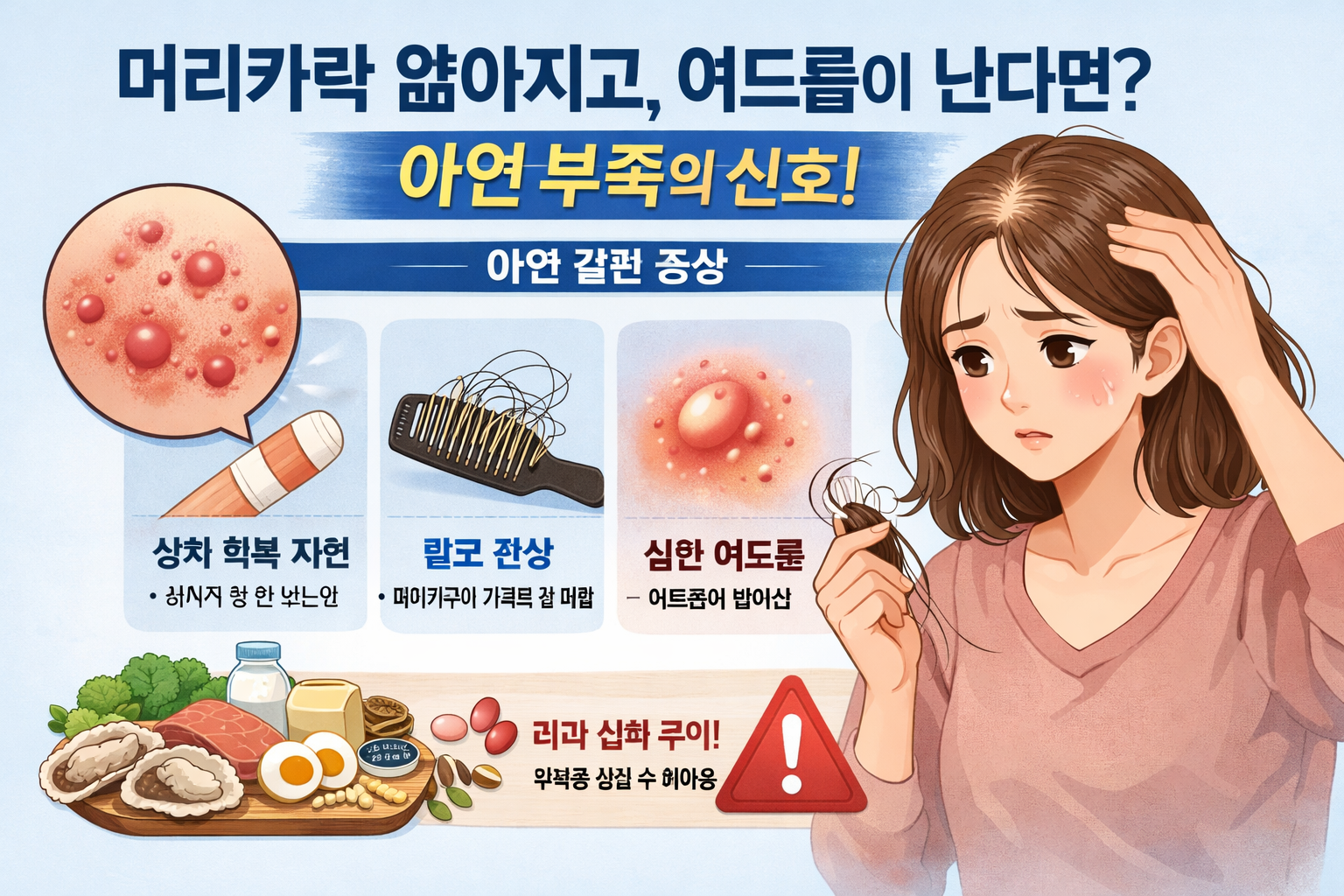 아연 부족 증상 4가지, 머리카락 가늘어지고 여드름 늘면 의심