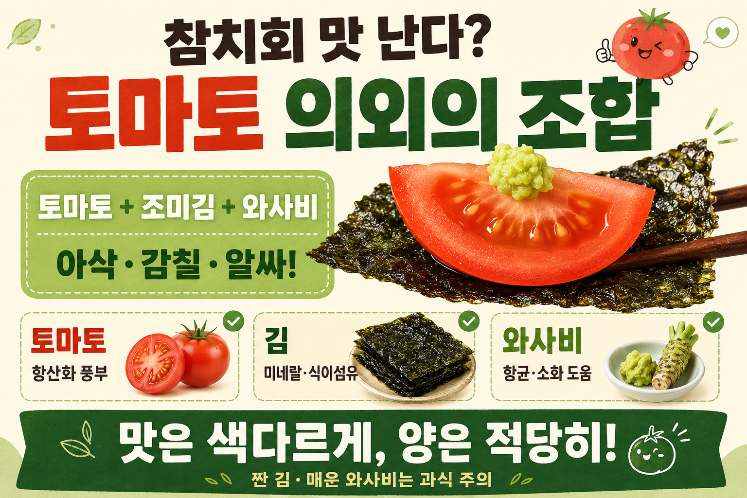 참치회 맛 난다는 토마토 조합, 조미김·와사비와 먹으면 생기는 변화