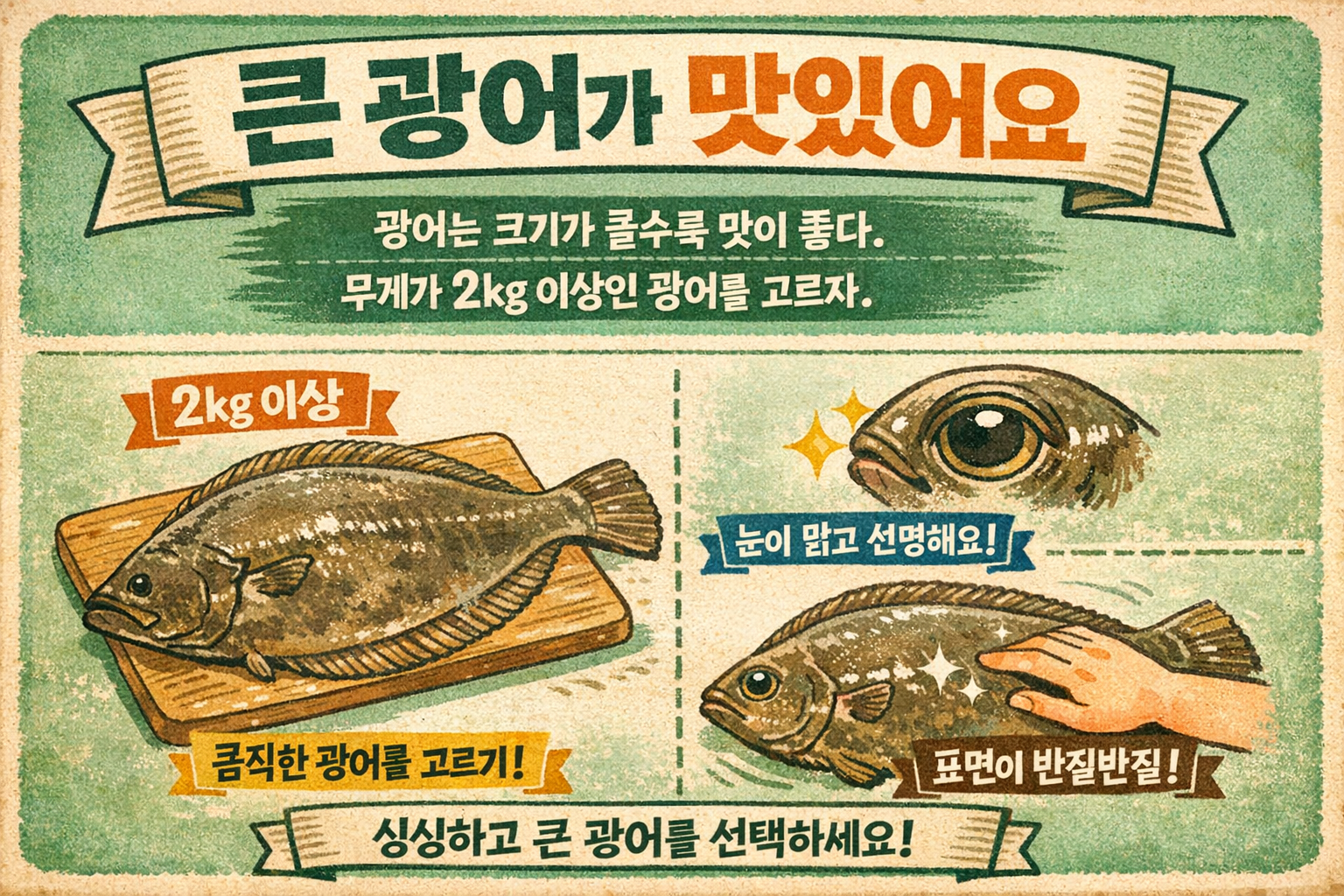 광어 고르는 법, 2kg 이상 대광어가 더 맛있는 이유