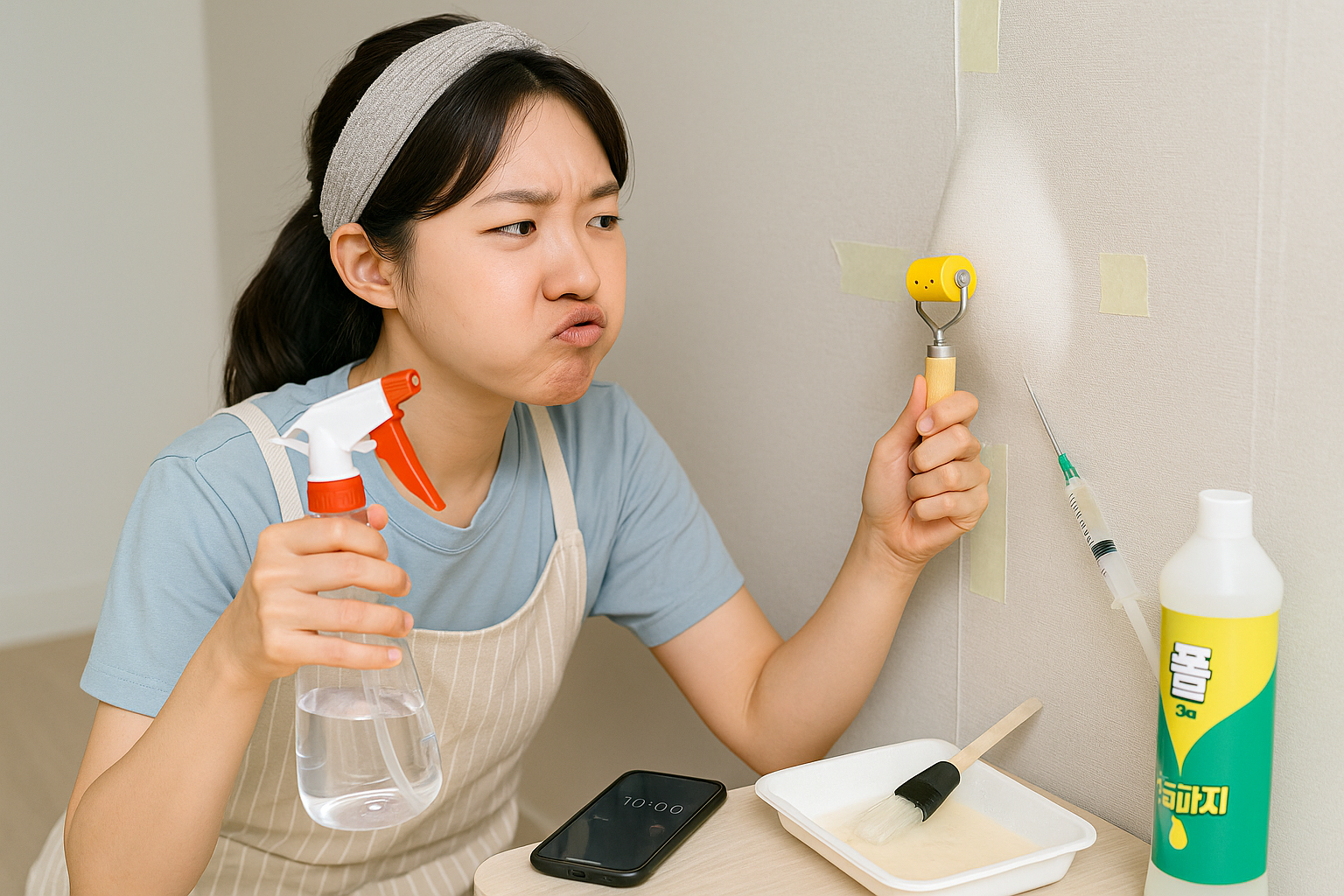 들뜬 벽지 깔끔하게 붙이는 법: 분무기+풀로 끝내는 간단 보수
