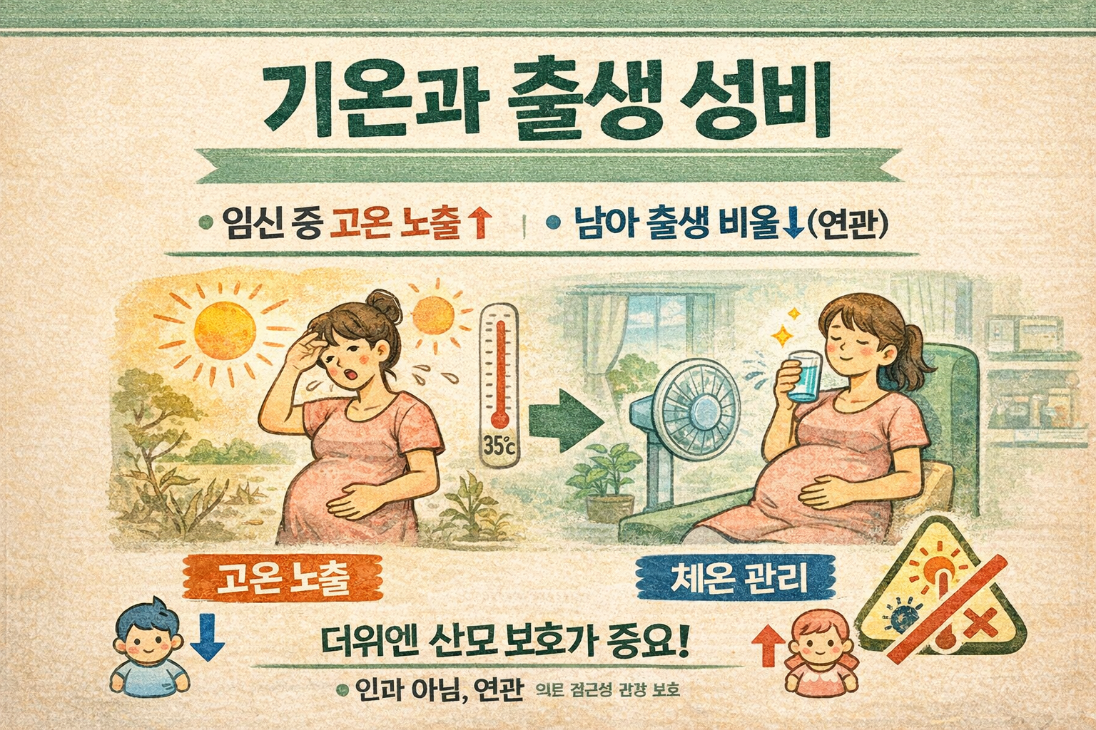 더울수록 딸이 많아진다? 임신 중 ‘고온’이 출생 성비를 바꿨다(PNAS 500만건 분석)