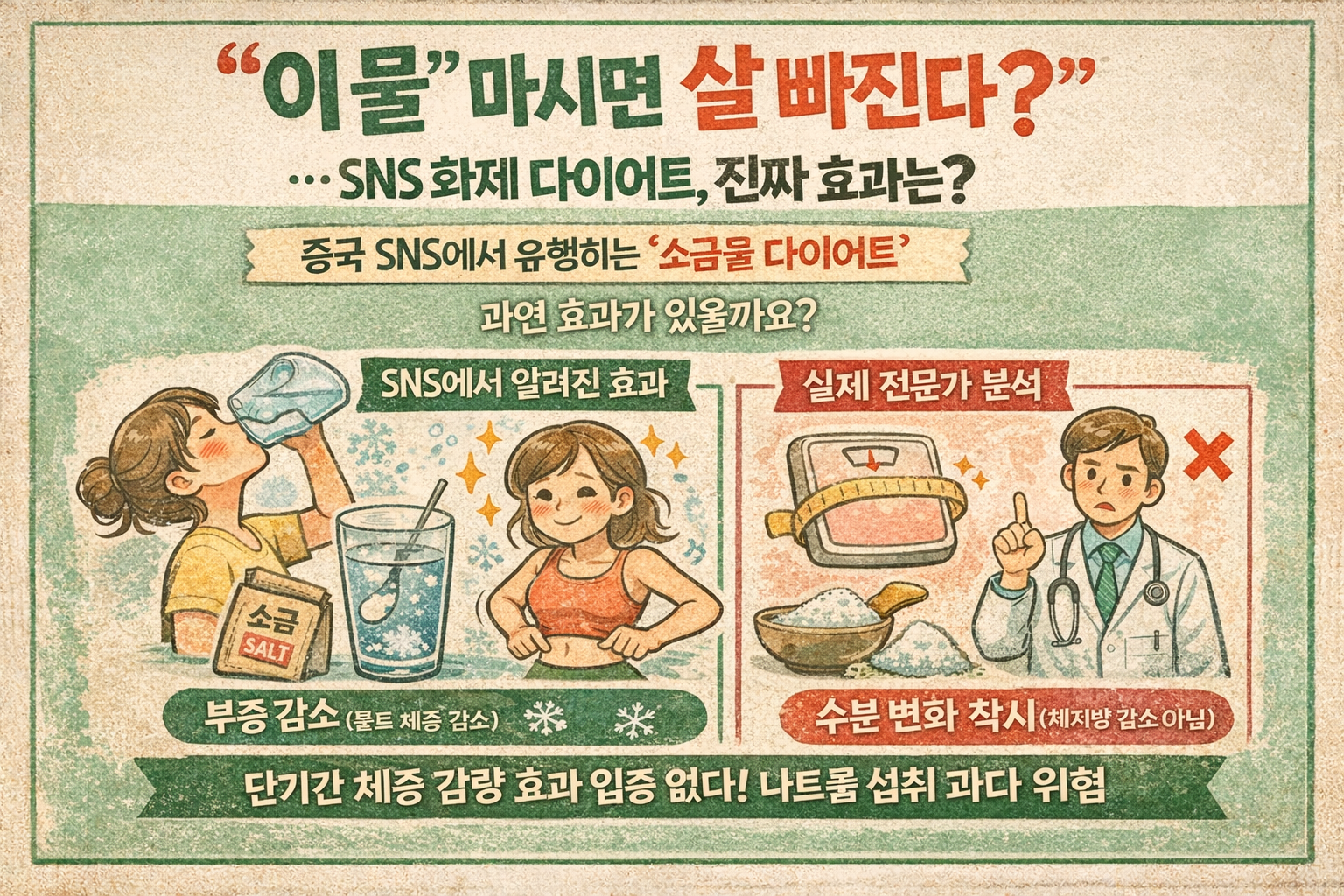 소금물 다이어트 진짜 효과는? 부기만 빠지고 살은 안 빠진다