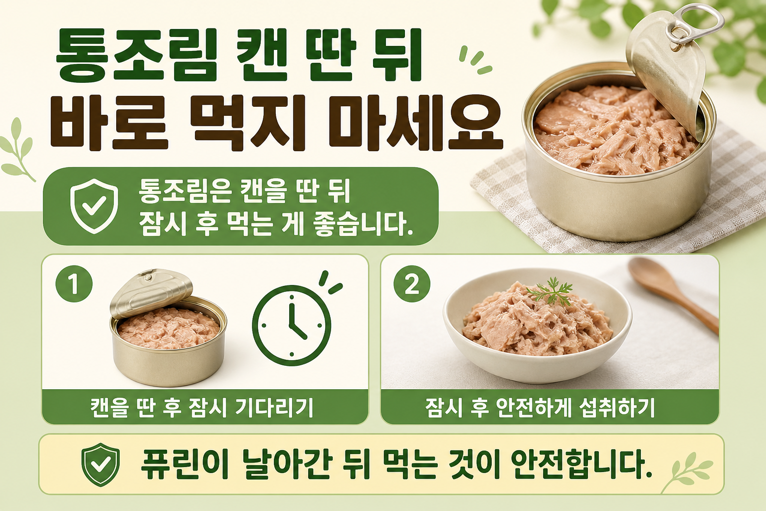 통조림 캔, 따자마자 먹지 마세요… 퓨란 줄이는 10분 습관