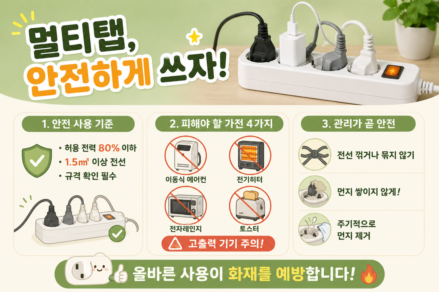 멀티탭에 꽂으면 위험한 가전 4가지, 화재 막는 사용법