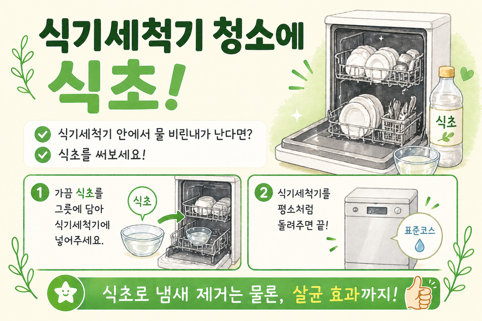 식기세척기 물비린내 없애는 법, 식초 한 컵으로 간단 청소