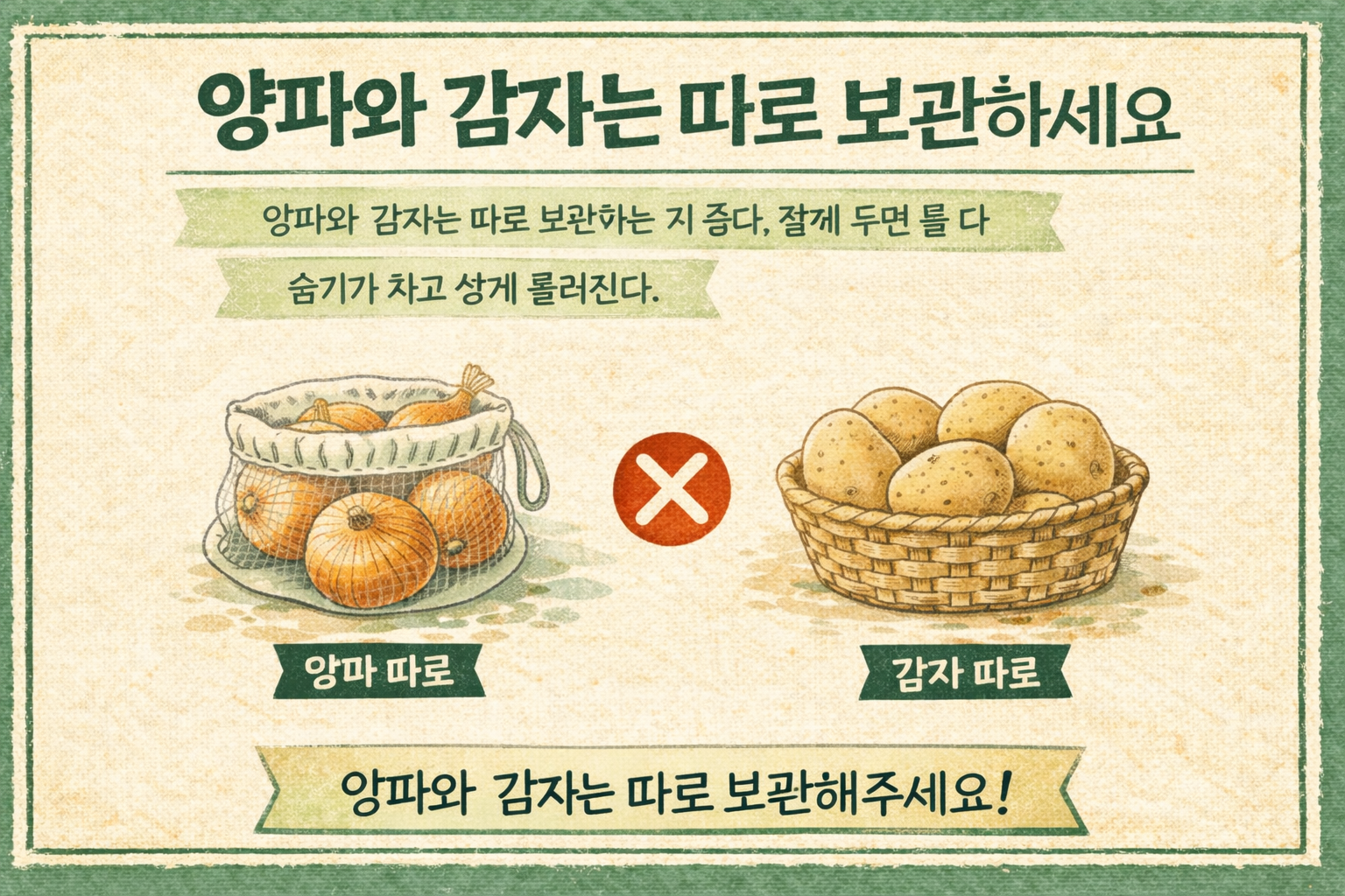 양파와 감자 같이 보관하면 안 되는 이유, 둘 다 쉽게 물러지는 분리 보관법