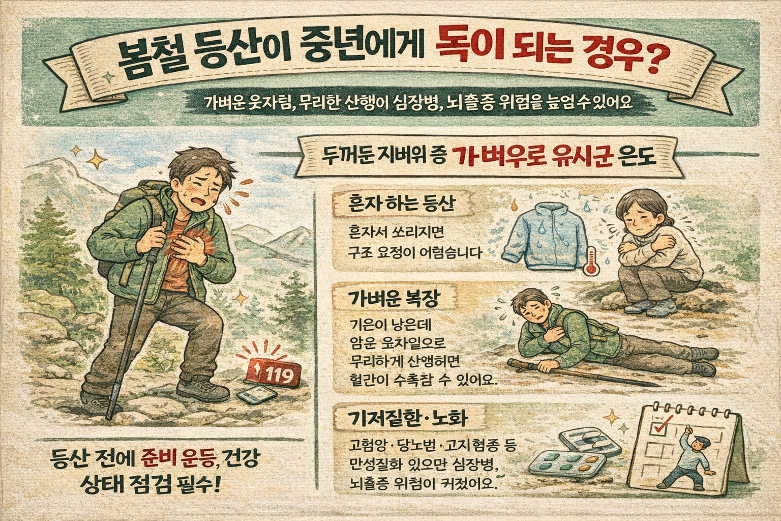 봄철 등산이 중년에게 독이 되는 순간… 고혈압·당뇨 있다면 심장마비 더 위험