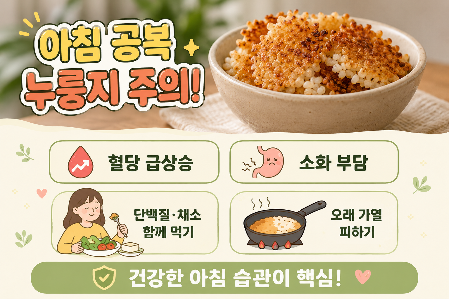 아침 공복 누룽지, 건강식인 줄 알았는데 혈당 스파이크 부르는 이유