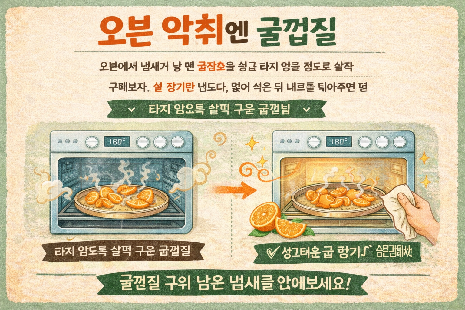 오븐 냄새 제거법, 귤껍질 살짝 구우면 악취 대신 상큼한 향만 남는다