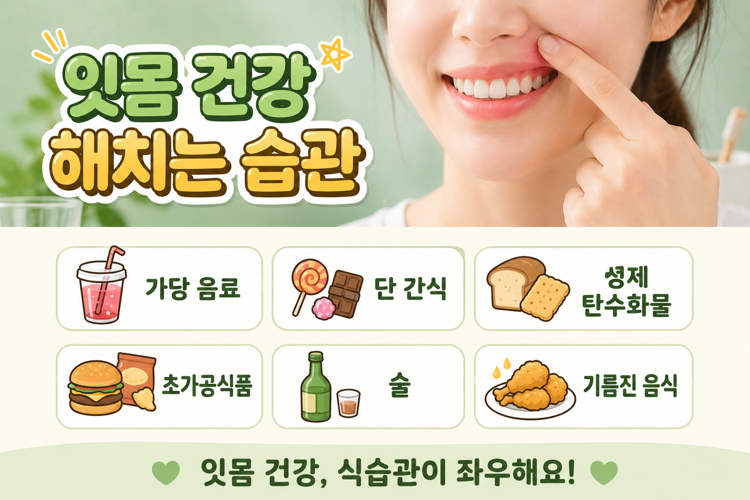 잇몸병 부르는 음식 6가지, 잇몸 붓고 피난다면 당장 줄이세요