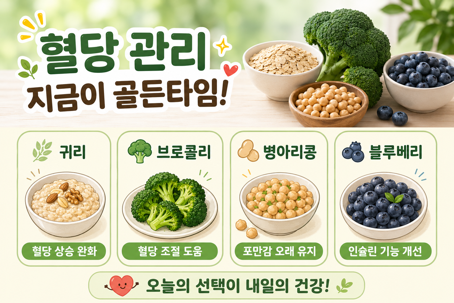 공복혈당 100~125라면? 당뇨 전단계에 좋은 음식 4가지