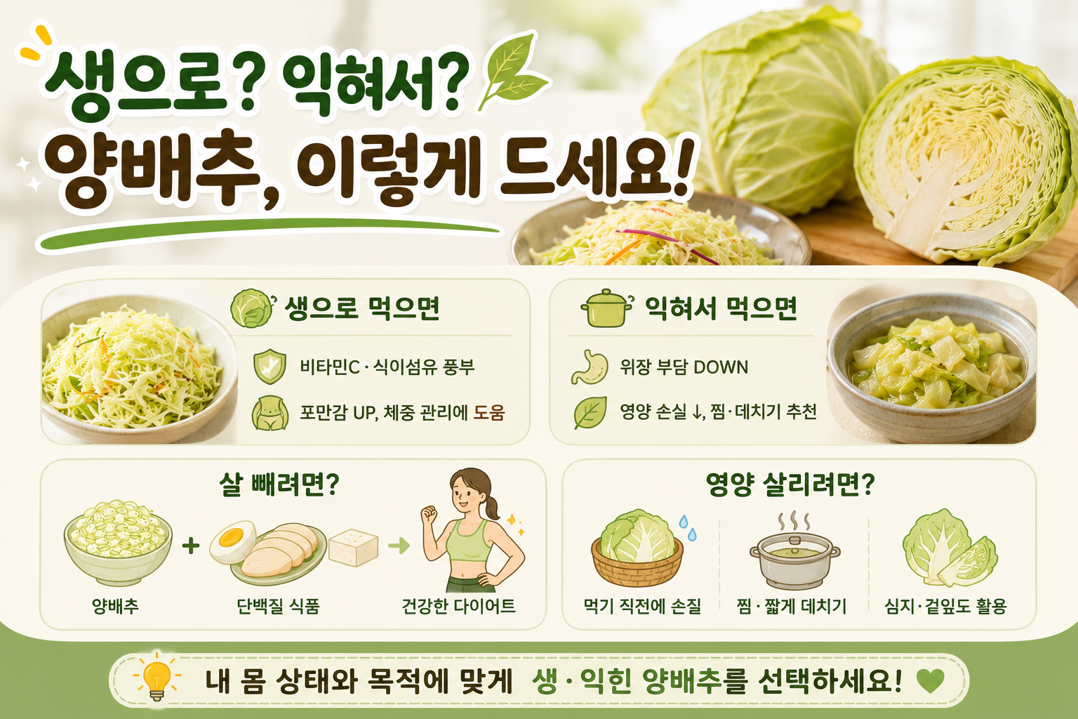 양배추 그냥 먹지 마세요…위 약한 사람·다이어트별 생 vs 익힘 정답