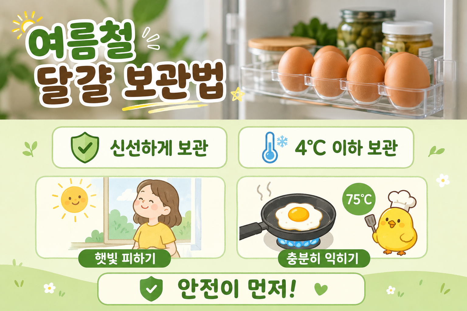 달걀 냉장고 문에 두면 위험? 여름철 살모넬라균 막는 보관법