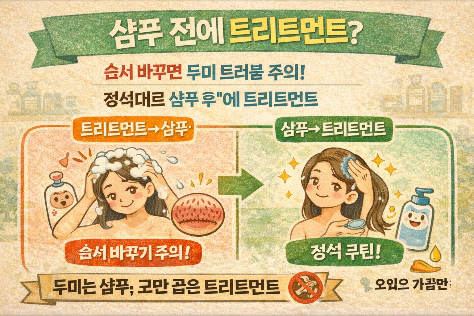 샴푸 전에 트리트먼트? ‘역순 샴푸’ 진짜 효과 vs 두피 트러블 위험(피부과 팩트체크)