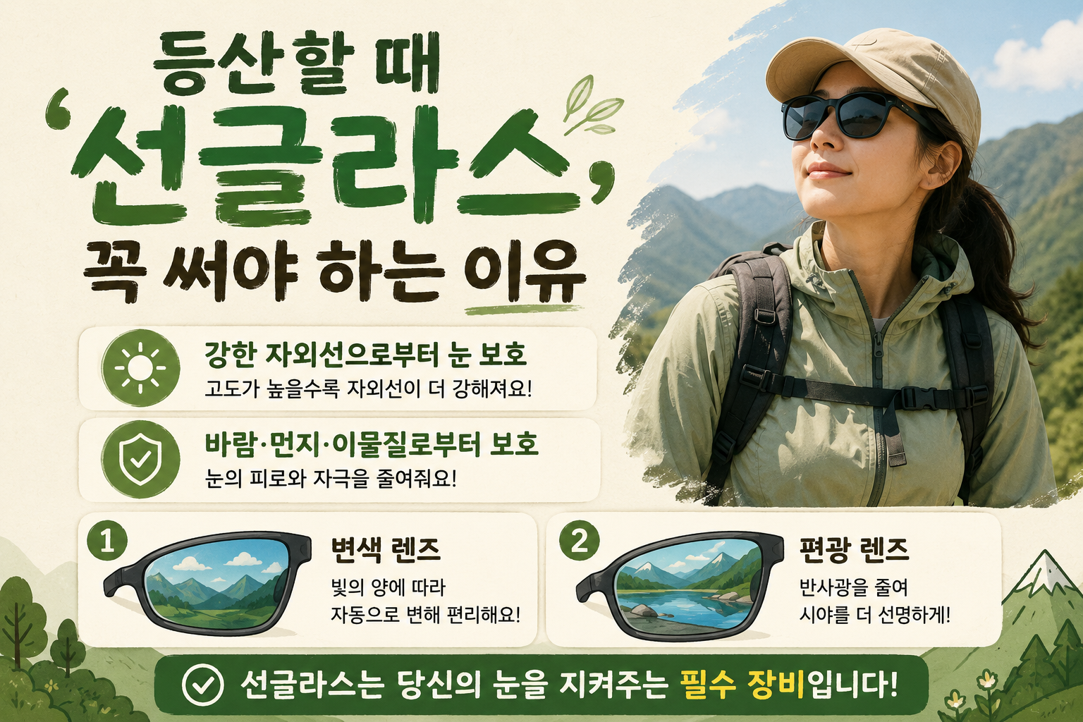 등산 선글라스 꼭 필요한 이유, 자외선·눈부심 막는 편광·변색 렌즈 고르는 법