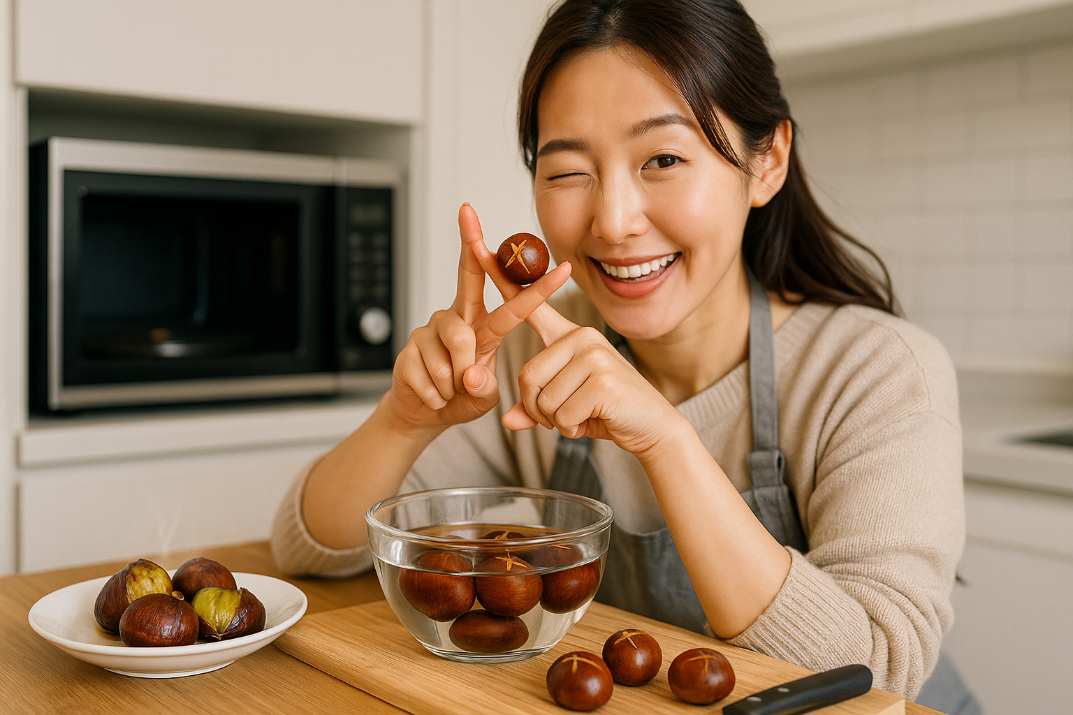 전자레인지로 5분 만에 촉촉한 찐 밤 만드는 법
