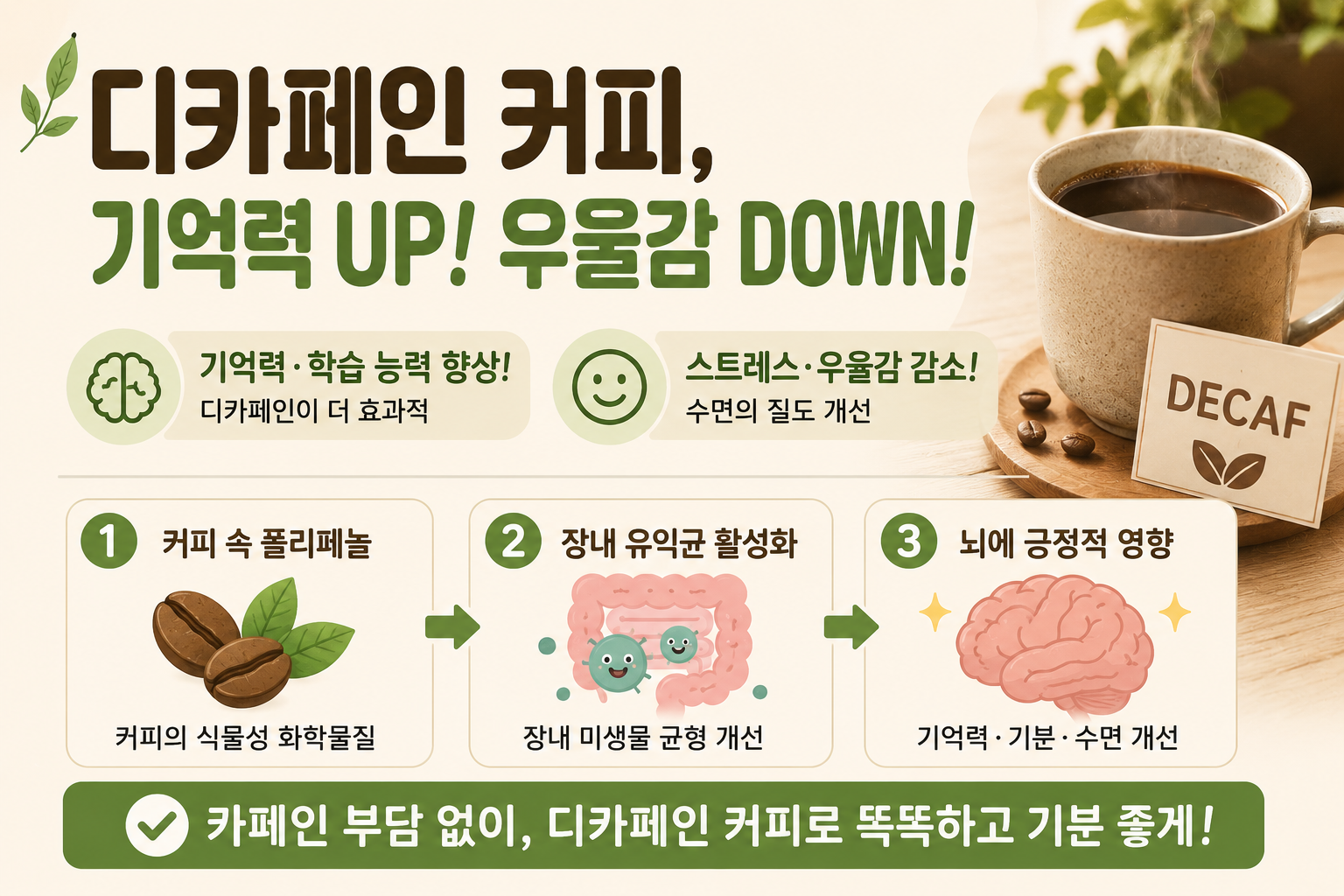 디카페인 커피, 카페인 없어도 기억력과 기분에 좋은 이유