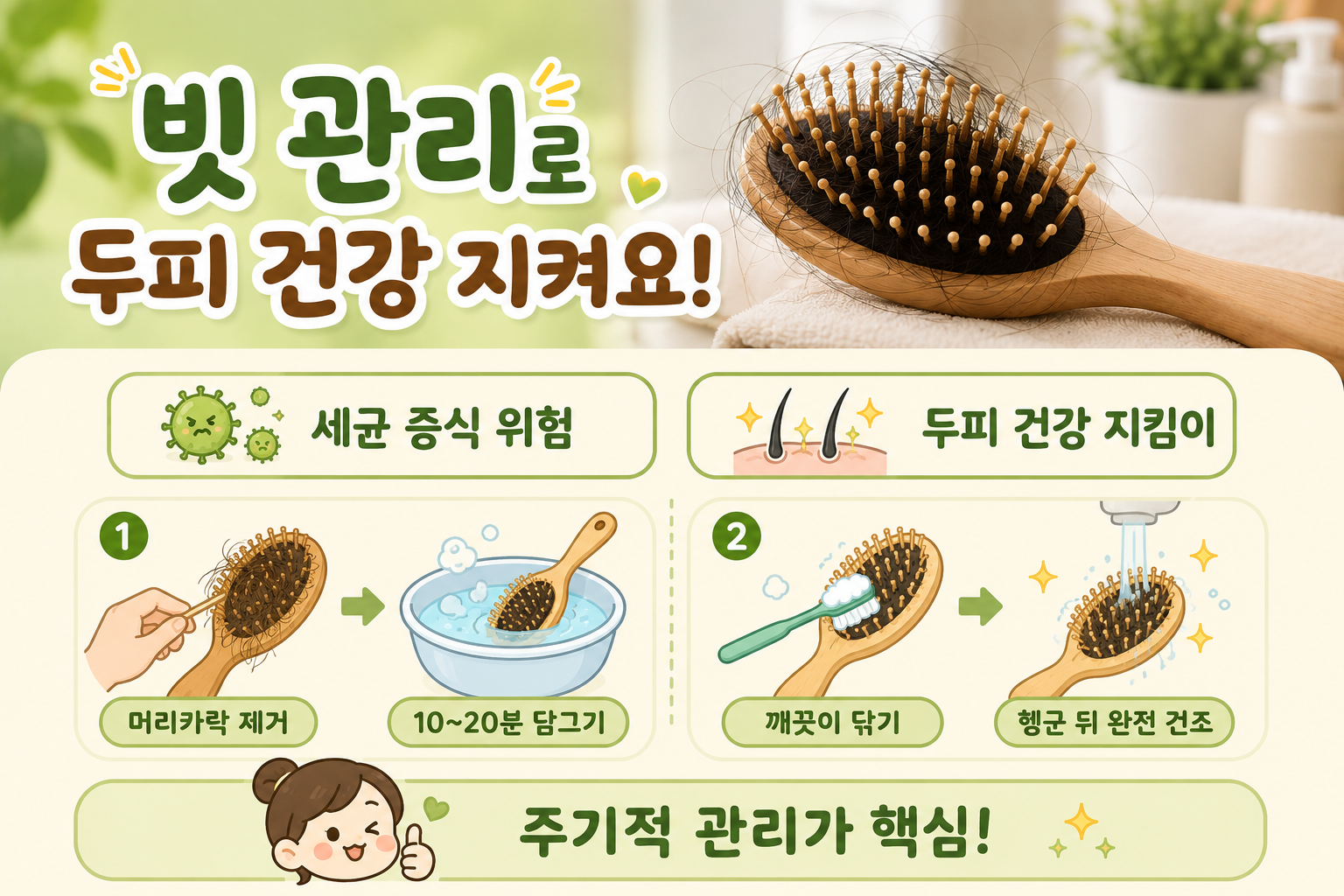 매일 쓰는 빗, 안 씻으면 두피 감염 부르는 세균 온상 됩니다