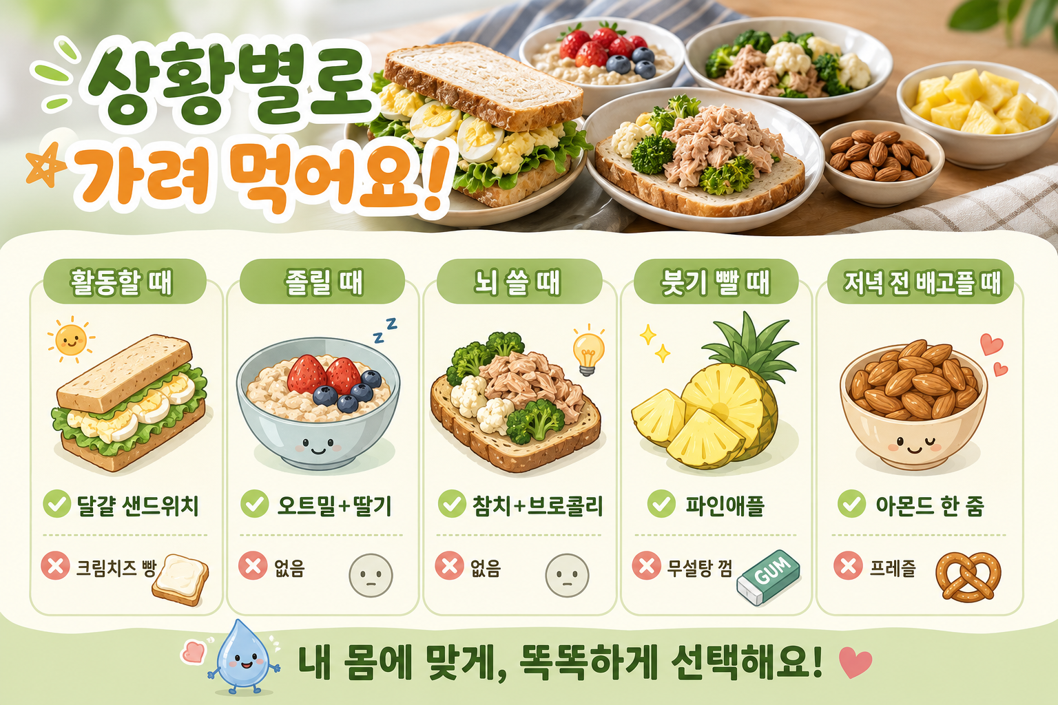피곤할 때·운동 전후·잠 안 올 때, 상황별로 먹으면 좋은 음식