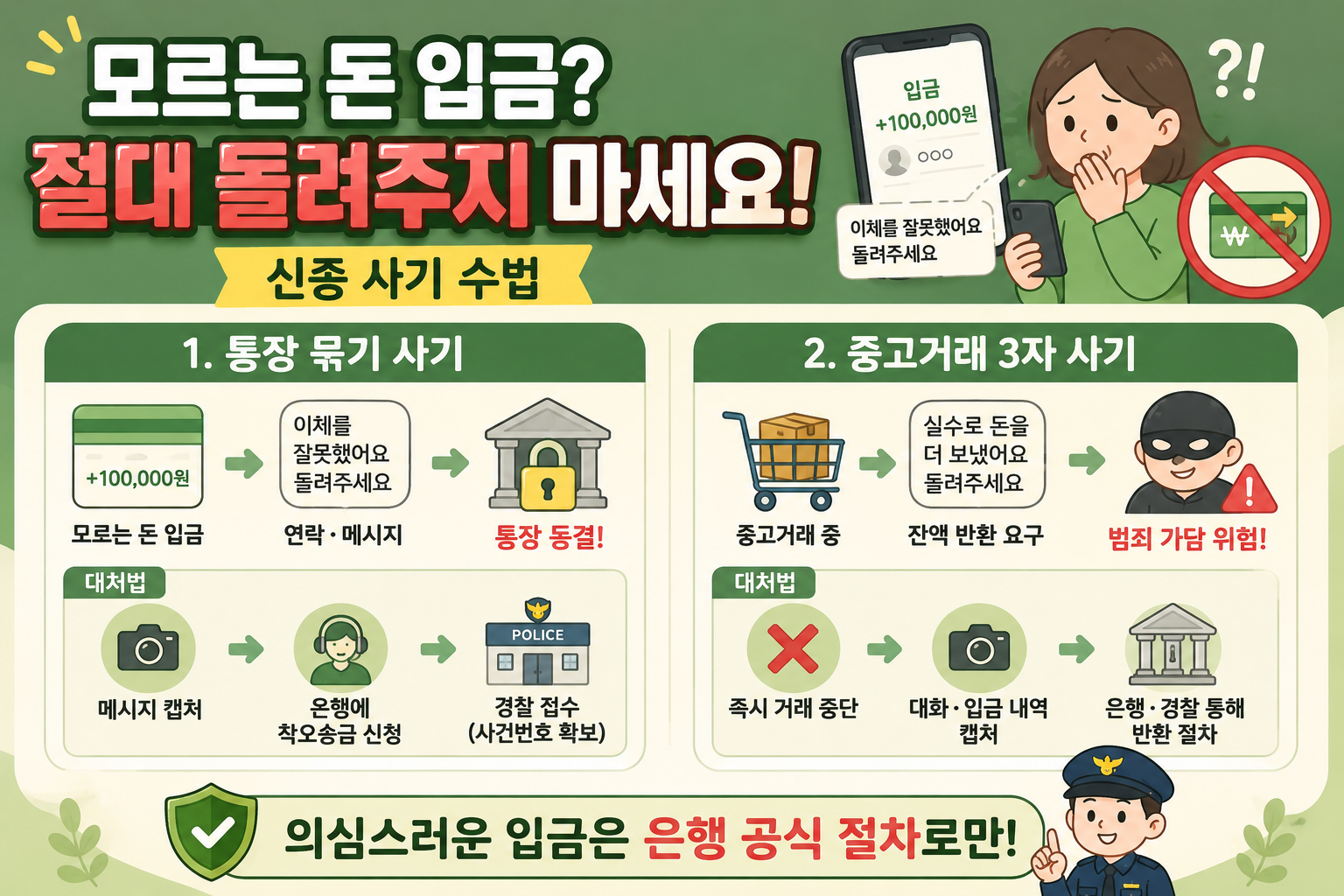 모르는 돈 입금됐다면 절대 돌려주지 마세요 통장묶기 사기