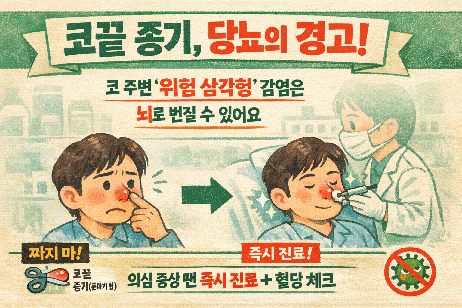 코끝 종기, 그냥 짜면 뇌까지 위험? ‘위험 삼각형’ 감염·숨은 당뇨 경고 신호