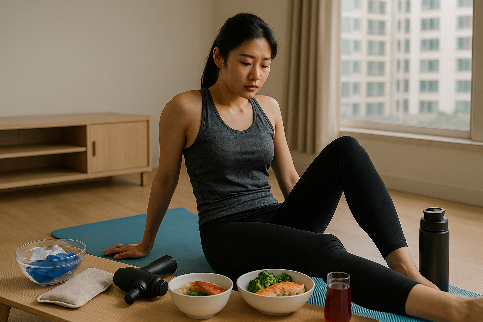 운동 후 근육통(DOMS) 회복법—저강도 운동·단백질·숙면·마사지·온냉찜질·체리주스