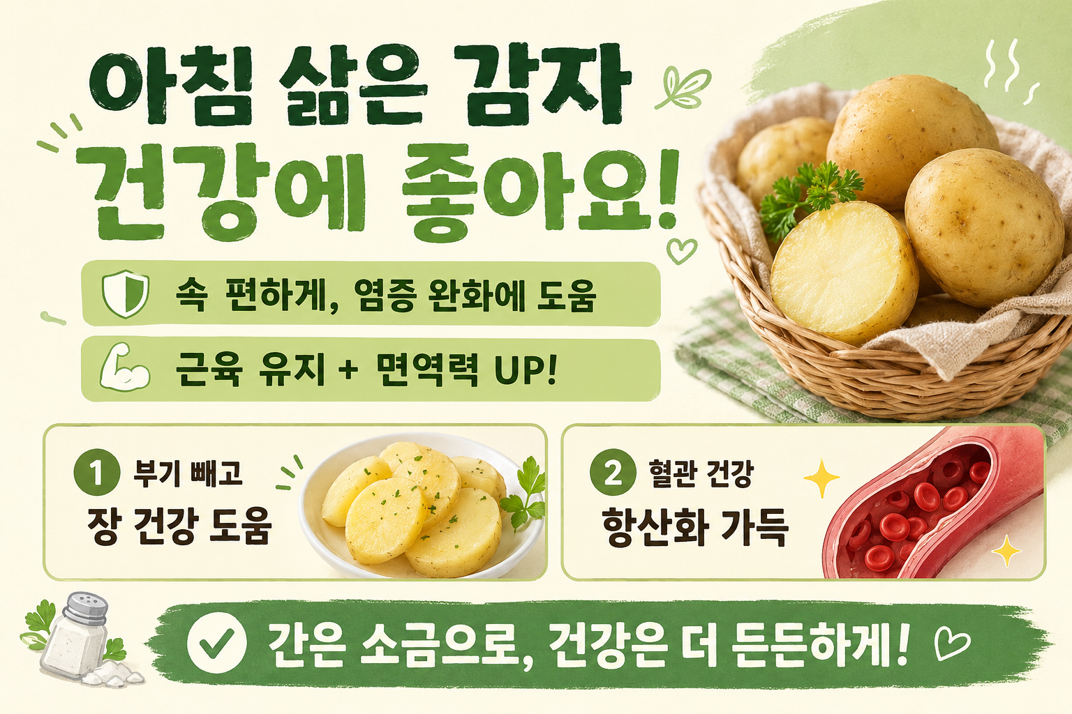 아침에 삶은 감자 먹으면 몸에 생기는 놀라운 변화 6가지