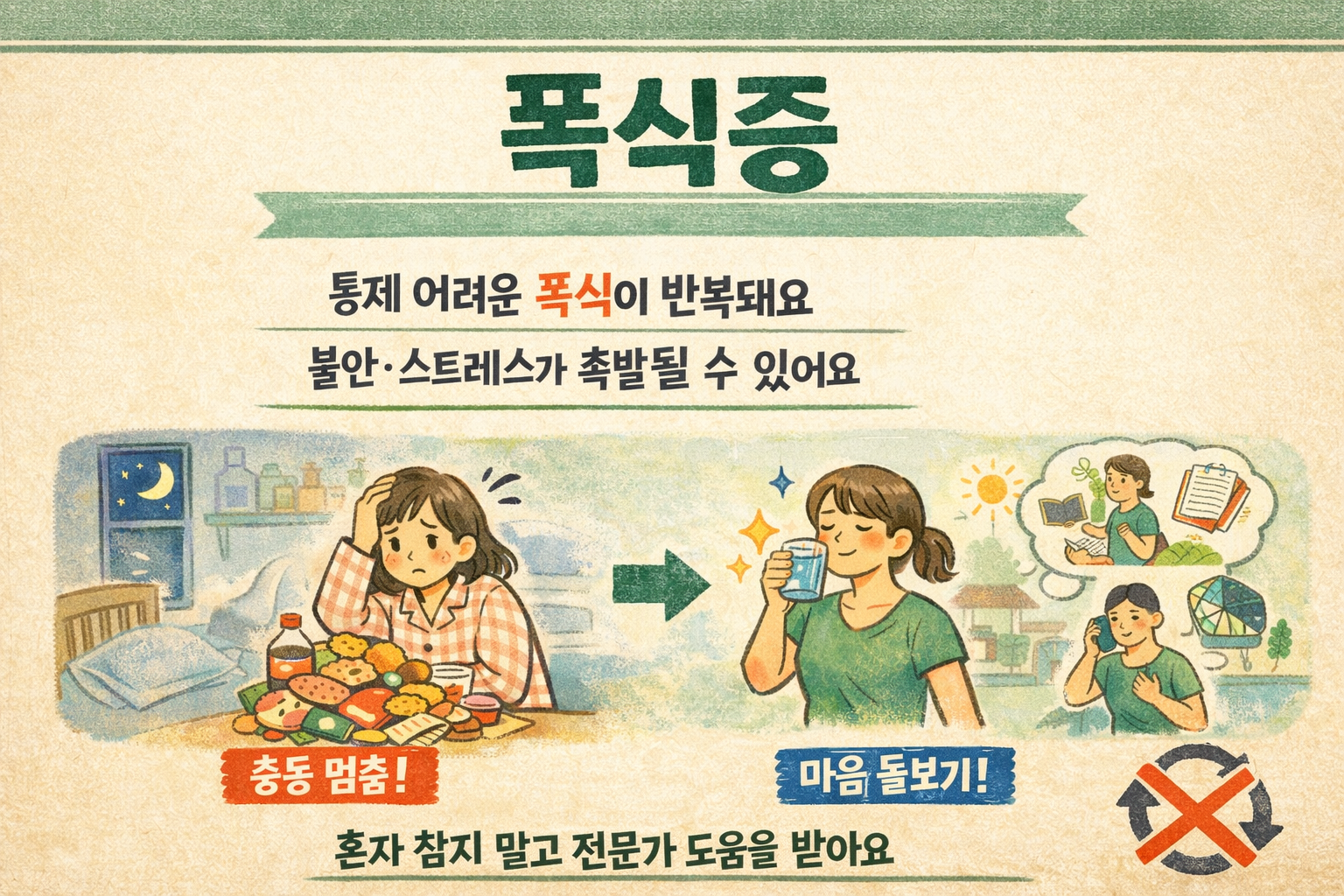 폭식증: 배부름 못 느끼고 멈출 수 없다면? CBT 치료·재발방지 7루틴