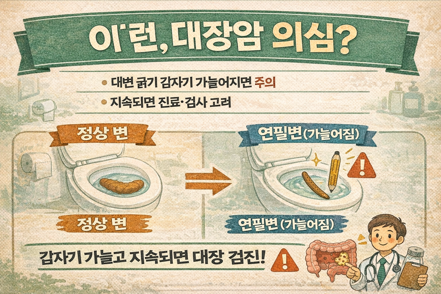 대장암 급증…‘연필처럼 가늘어진 변’ 나타나면 의심해야 하는 이유