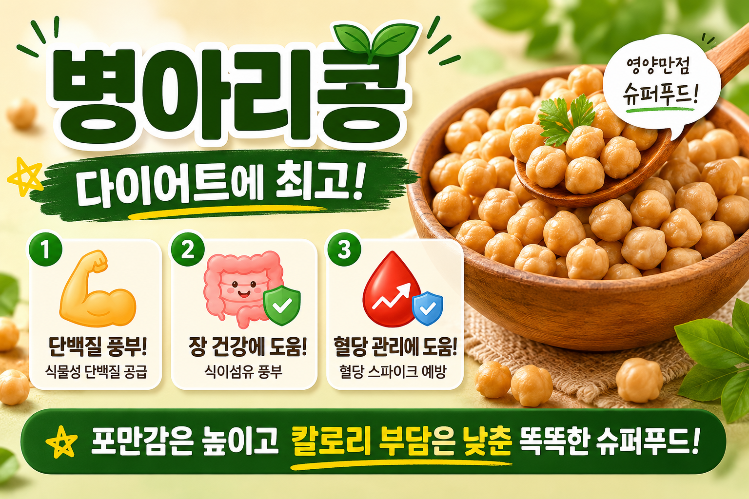 병아리콩 효능 다이어트에 좋은 이유, 포만감 높이고 혈당 부담 낮추는 슈퍼푸드