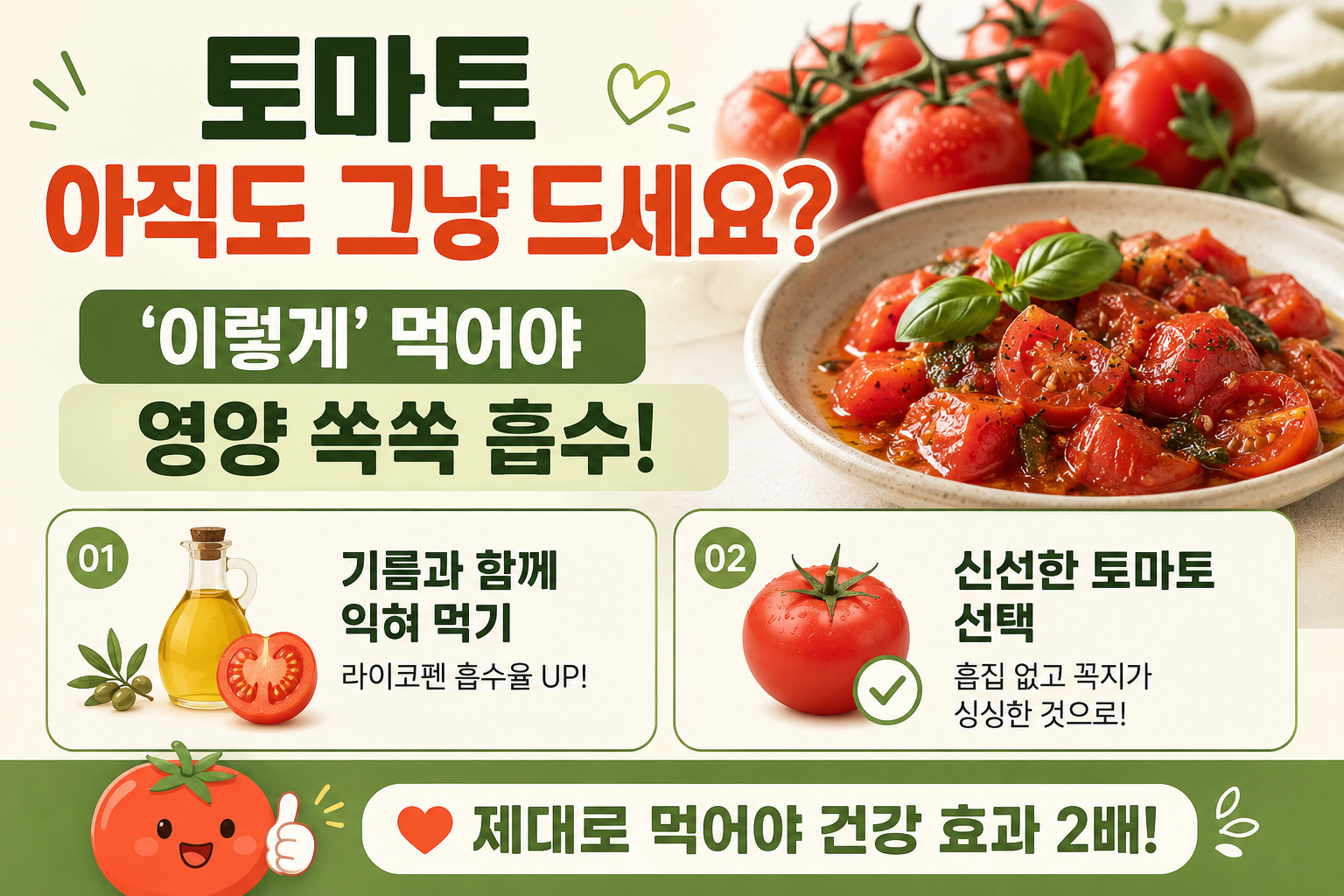 토마토 그냥 먹지 마세요, 라이코펜 흡수 높이는 가장 좋은 방법