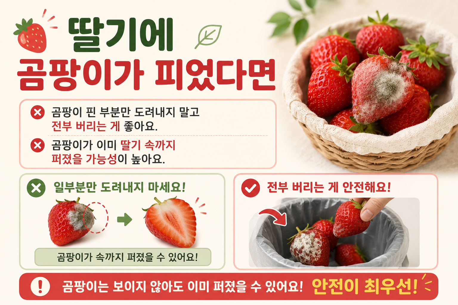 딸기 곰팡이 보이면 잘라 먹지 마세요, 통째로 버려야 하는 이유